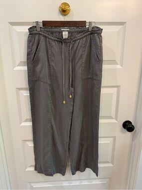 Joie Grey 100% Lyocell Wide Leg Pants Elastic Drawstring Waist